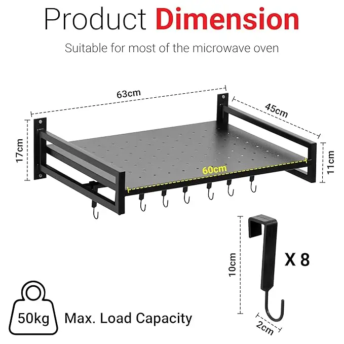 Wall mount Metal Microwave Oven Rack - Oven Stand 2